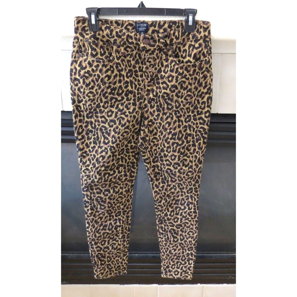 J. Crew Women's Exposed Button Fly Leopard Jeans High Rise Skinny 28" EUC - Picture 2 of 12